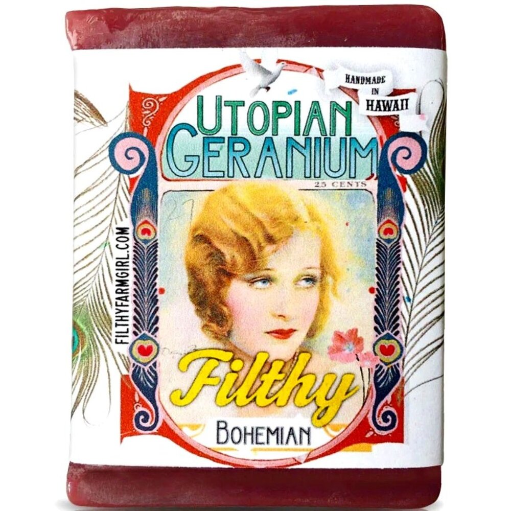 100% Natural Organic Soap. Bohemian Utopian Geranium. Handmade in Hawaii. 2oz.